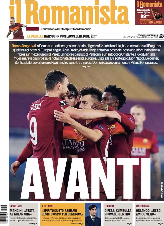 Il Romanista, prima pagina