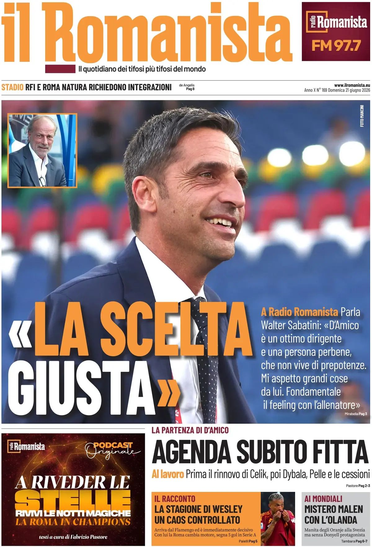 Il Romanista, prima pagina