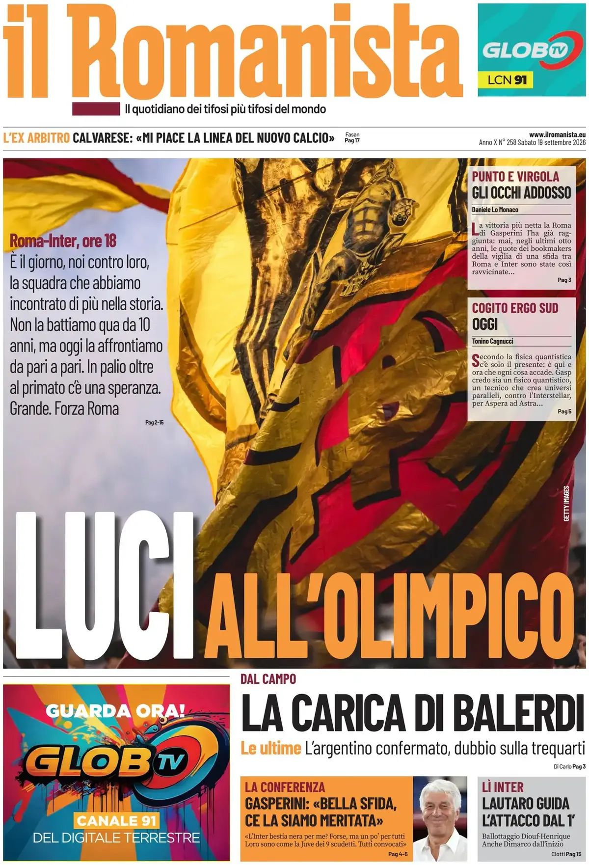 Il Romanista, prima pagina