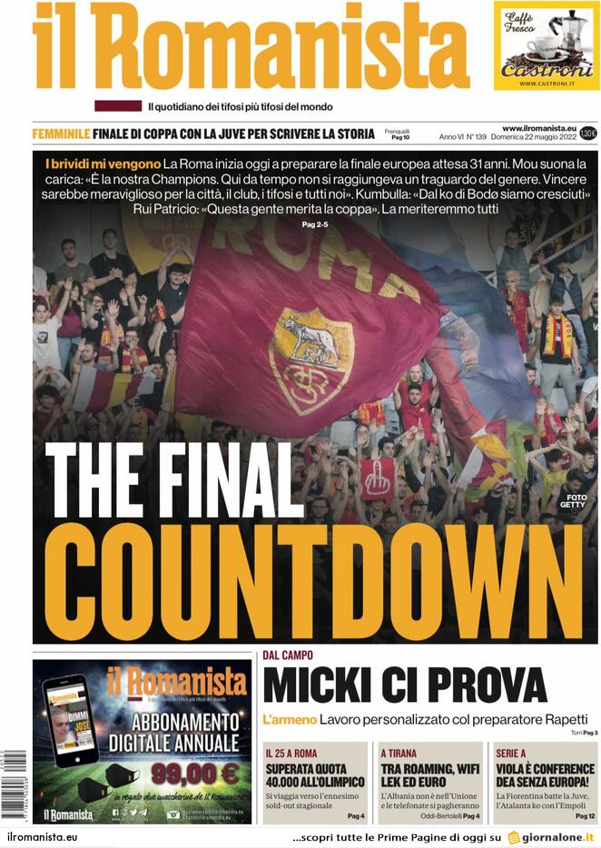 Il Romanista, prima pagina