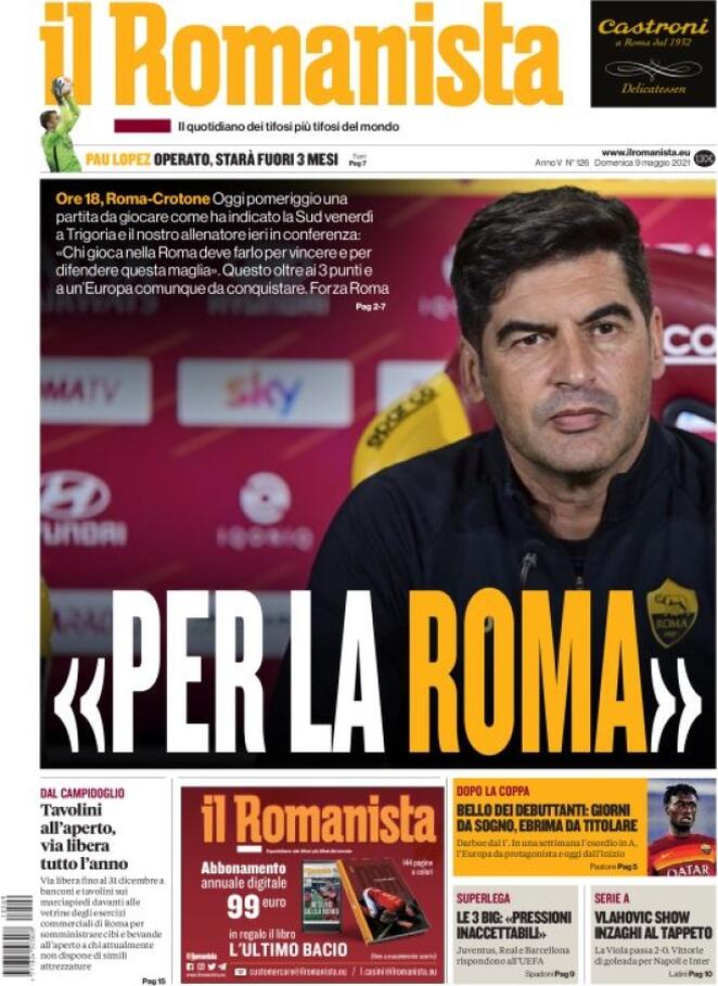 Il Romanista, prima pagina