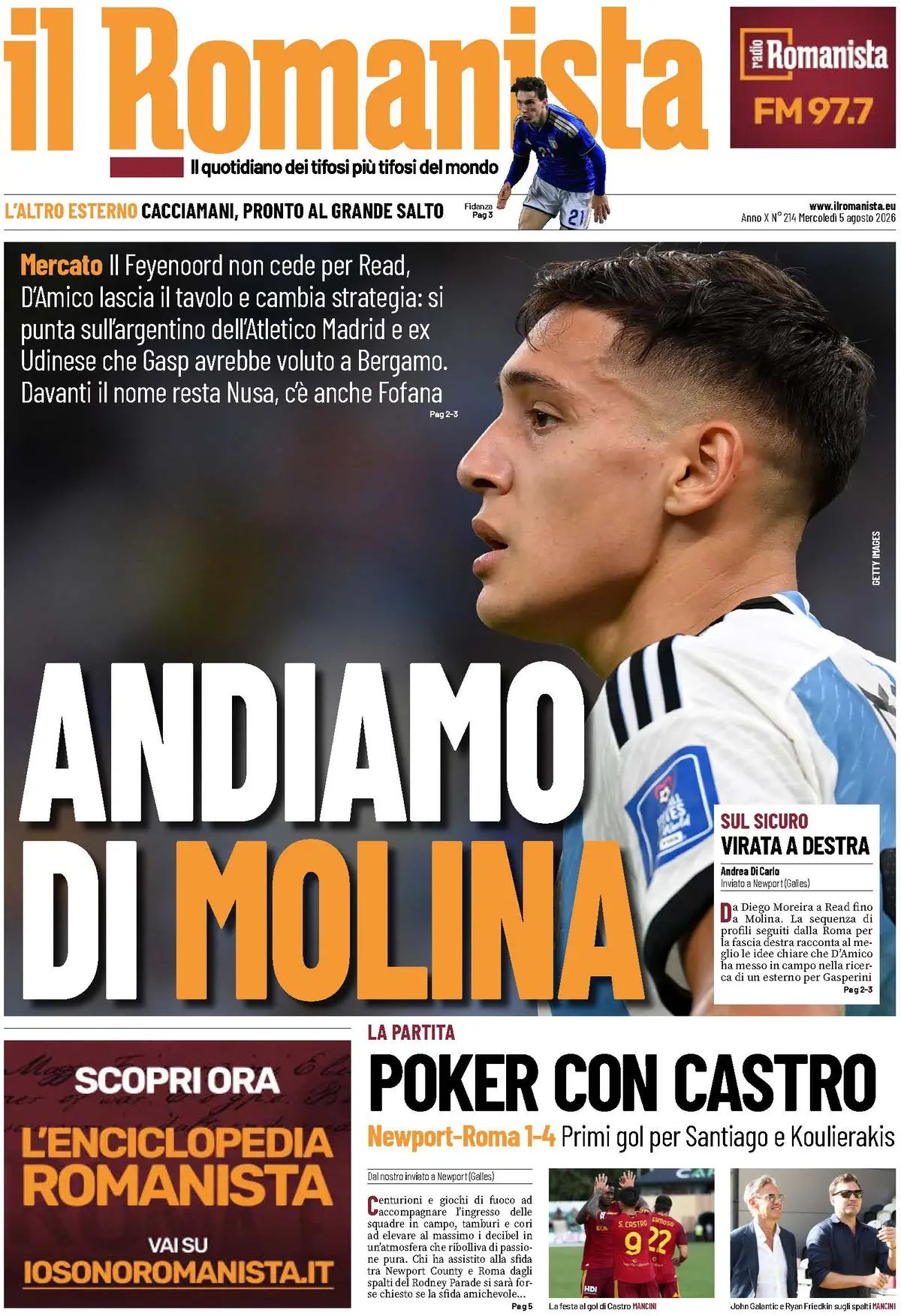 Il Romanista, prima pagina