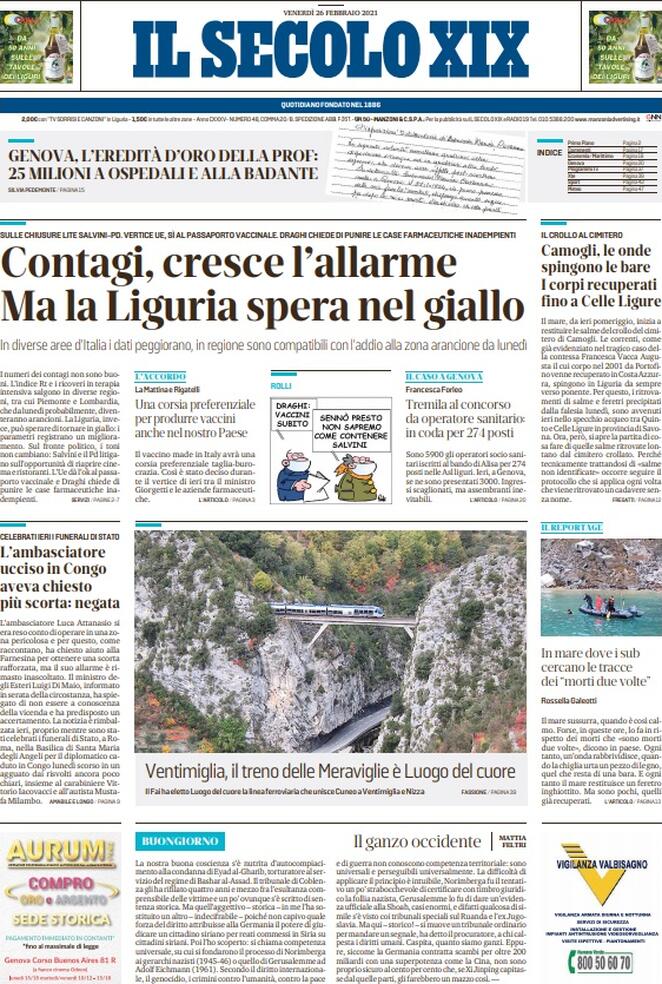 Il Secolo XIX, prima pagina