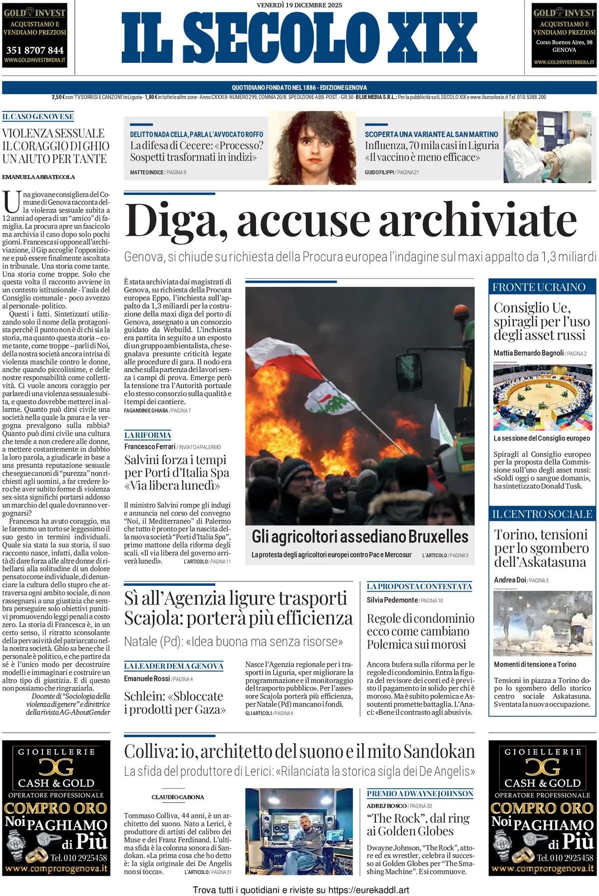 prima pagina il secolo xix