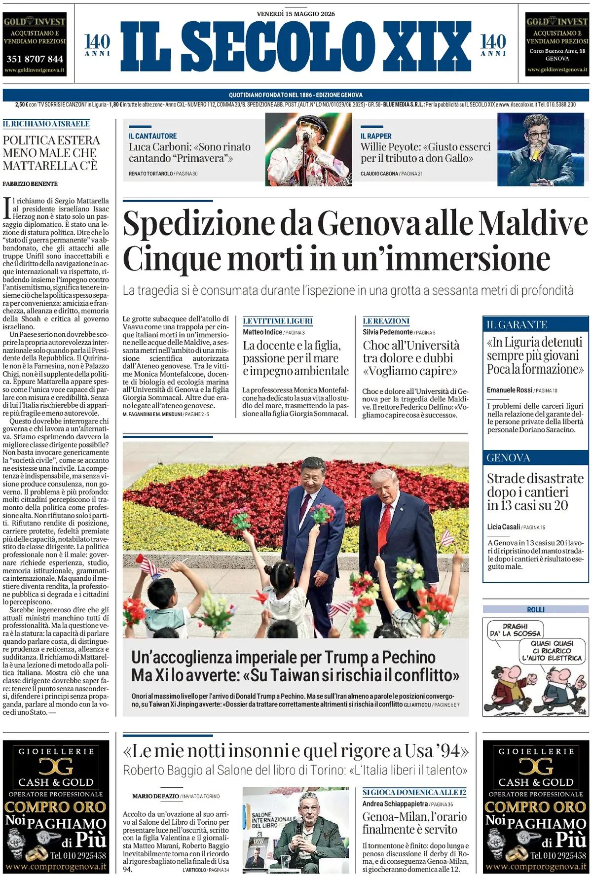 Il Secolo XIX, prima pagina
