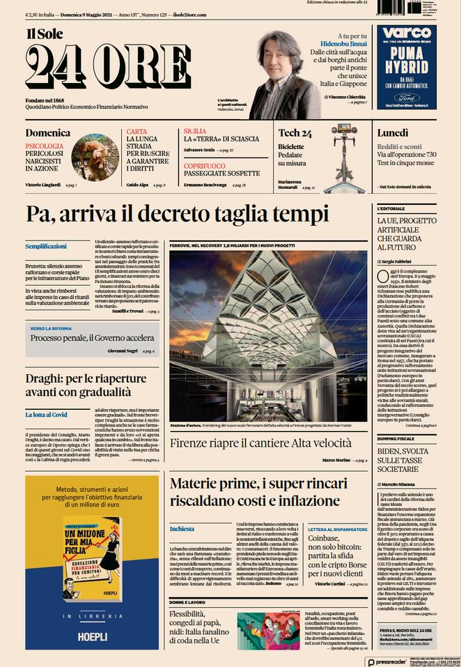 Il Sole 24 Ore, prima pagina