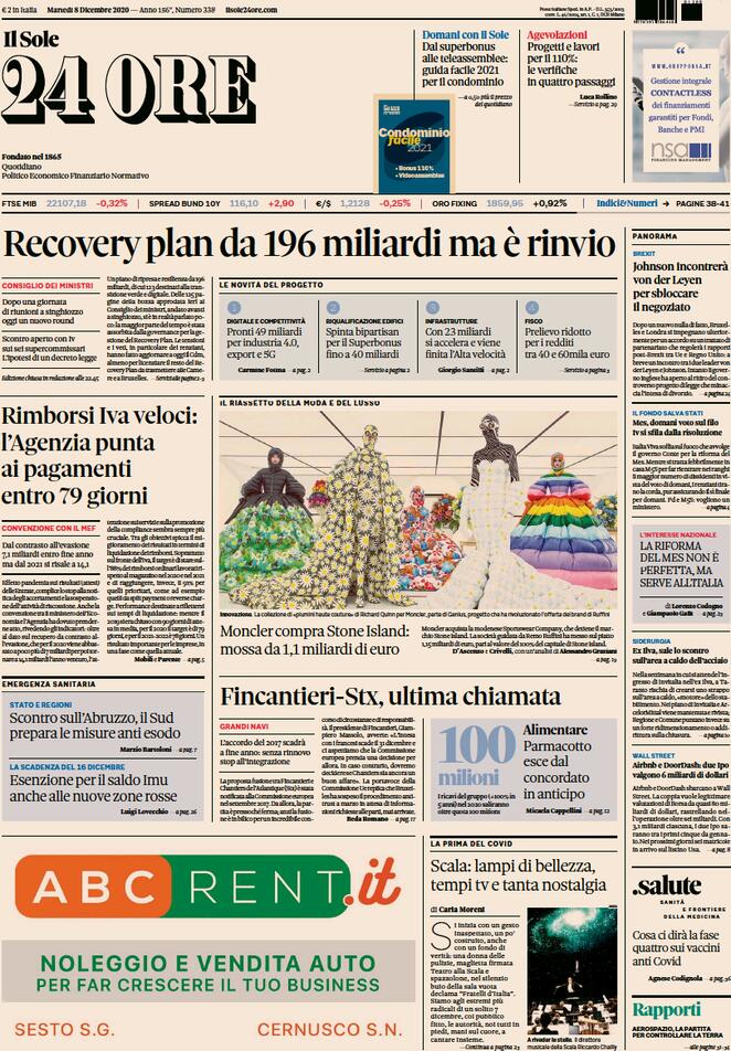 Prima pagina «Il Sole 24 Ore» Giornali.it