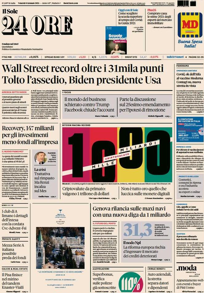 Il Sole 24 Ore, prima pagina