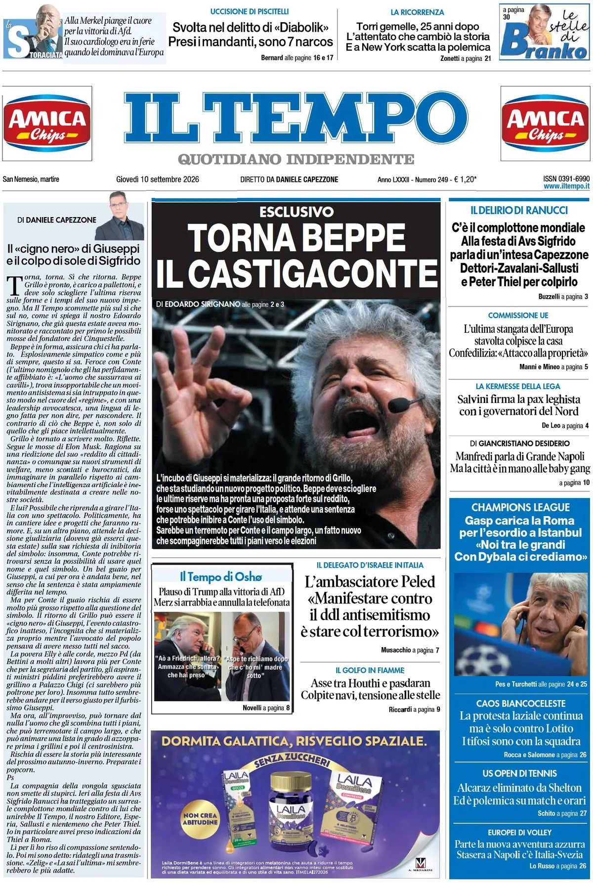 Il Tempo, prima pagina