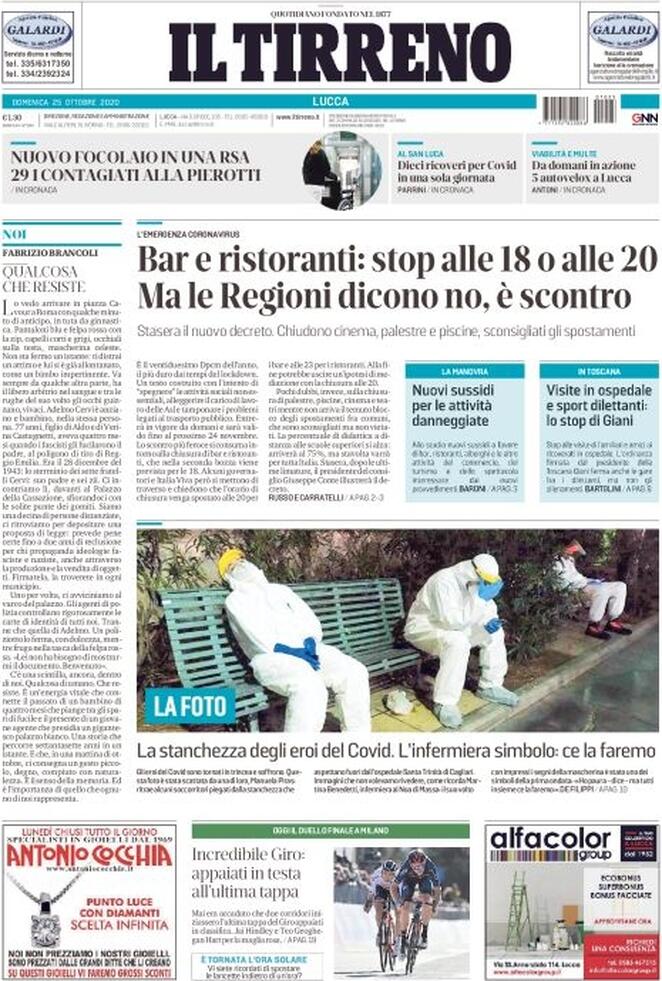 Prima pagina «Il Tirreno» Giornali.it