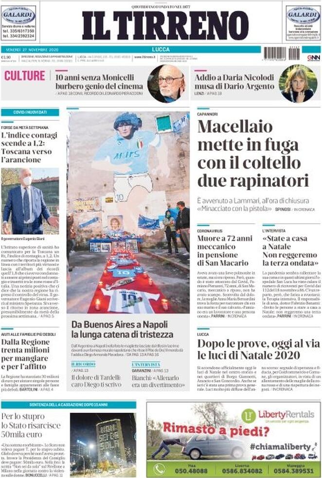 Prima pagina «Il Tirreno» Giornali.it