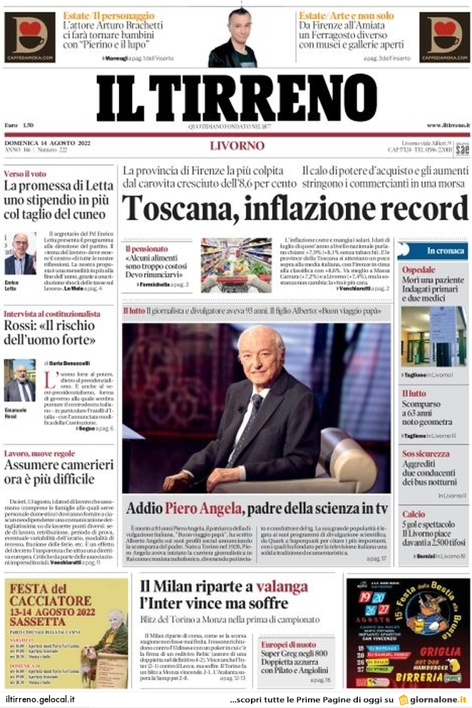 Prima pagina «Il Tirreno» Giornali.it