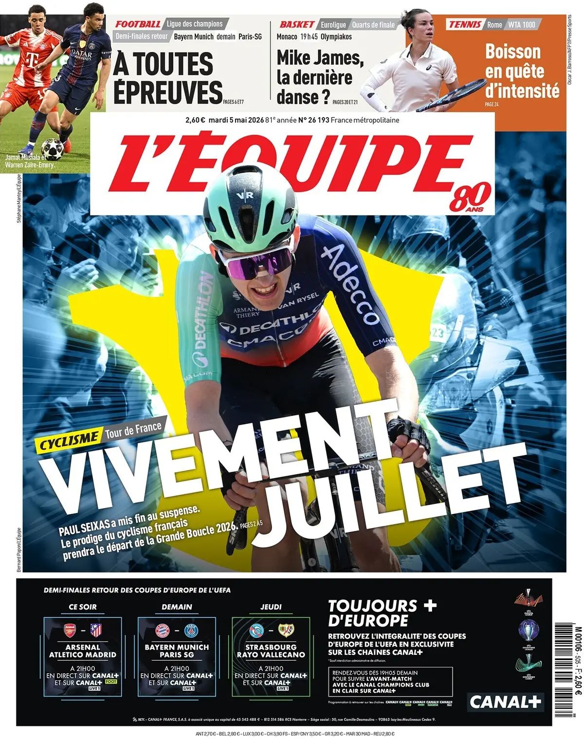 L'Equipe (Francia), prima pagina