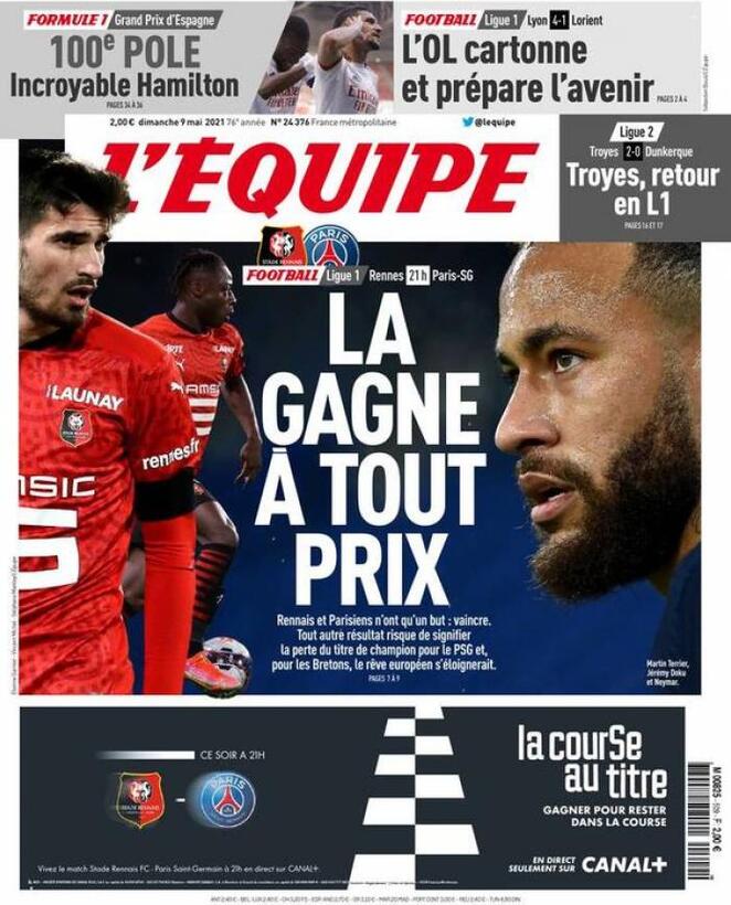 L'equipe (Francia), prima pagina
