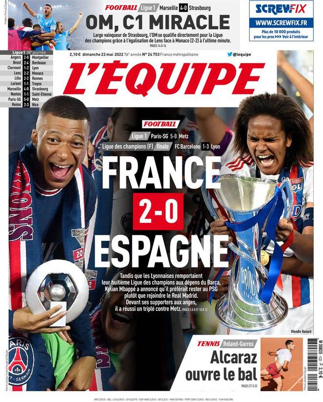 L'equipe (Francia), prima pagina