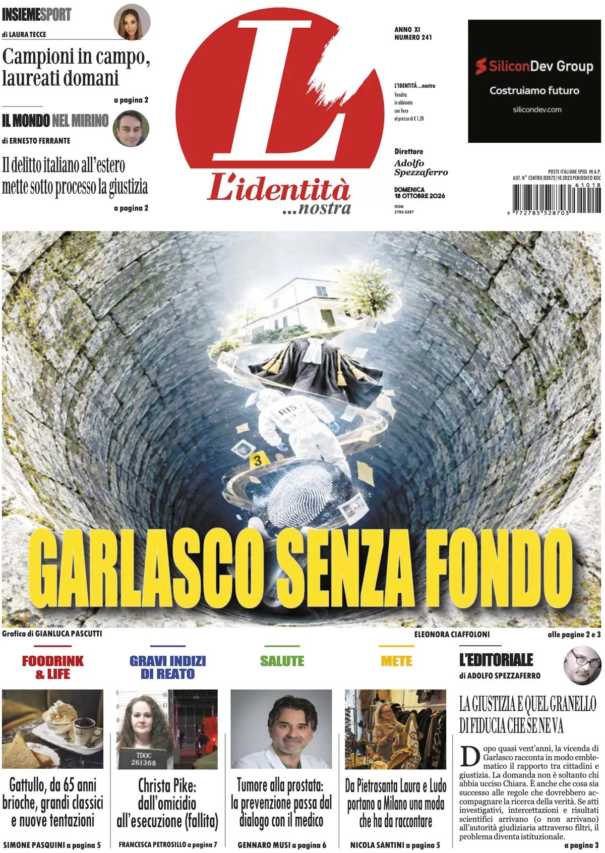L'Identità, prima pagina