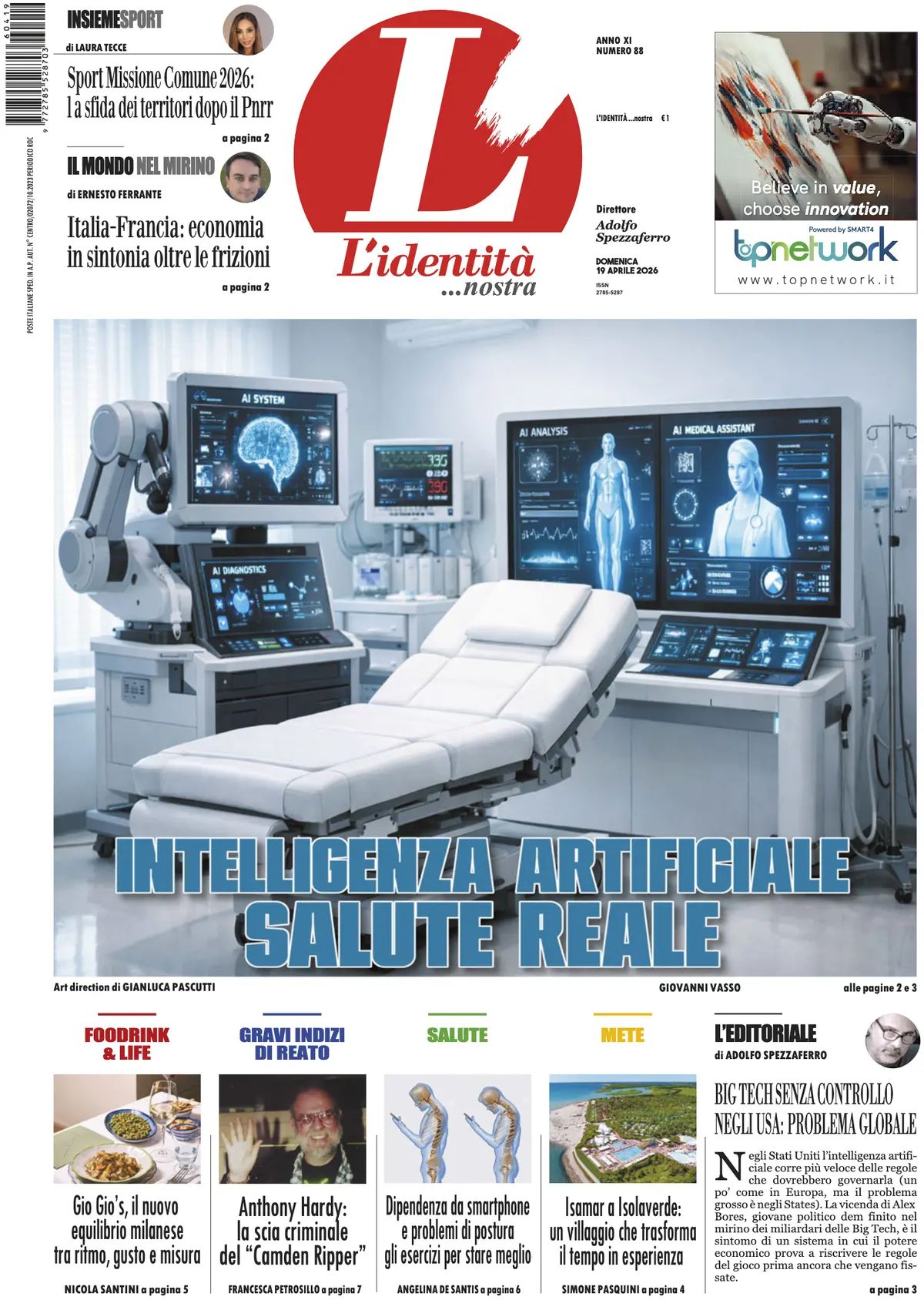 L'Identità, prima pagina