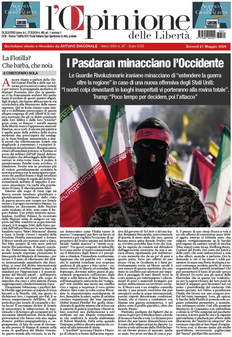 L'Opinione Delle Libertà, prima pagina