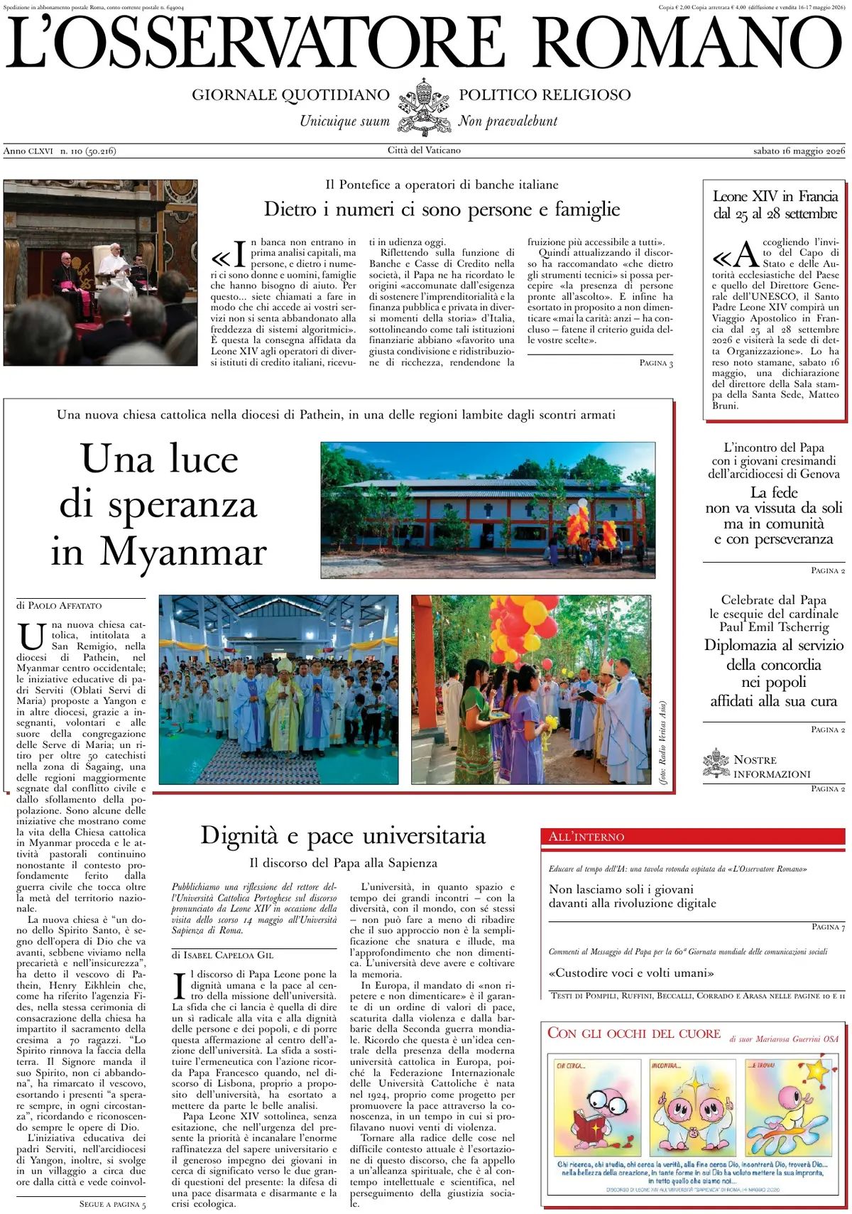 L'Osservatore Romano, prima pagina