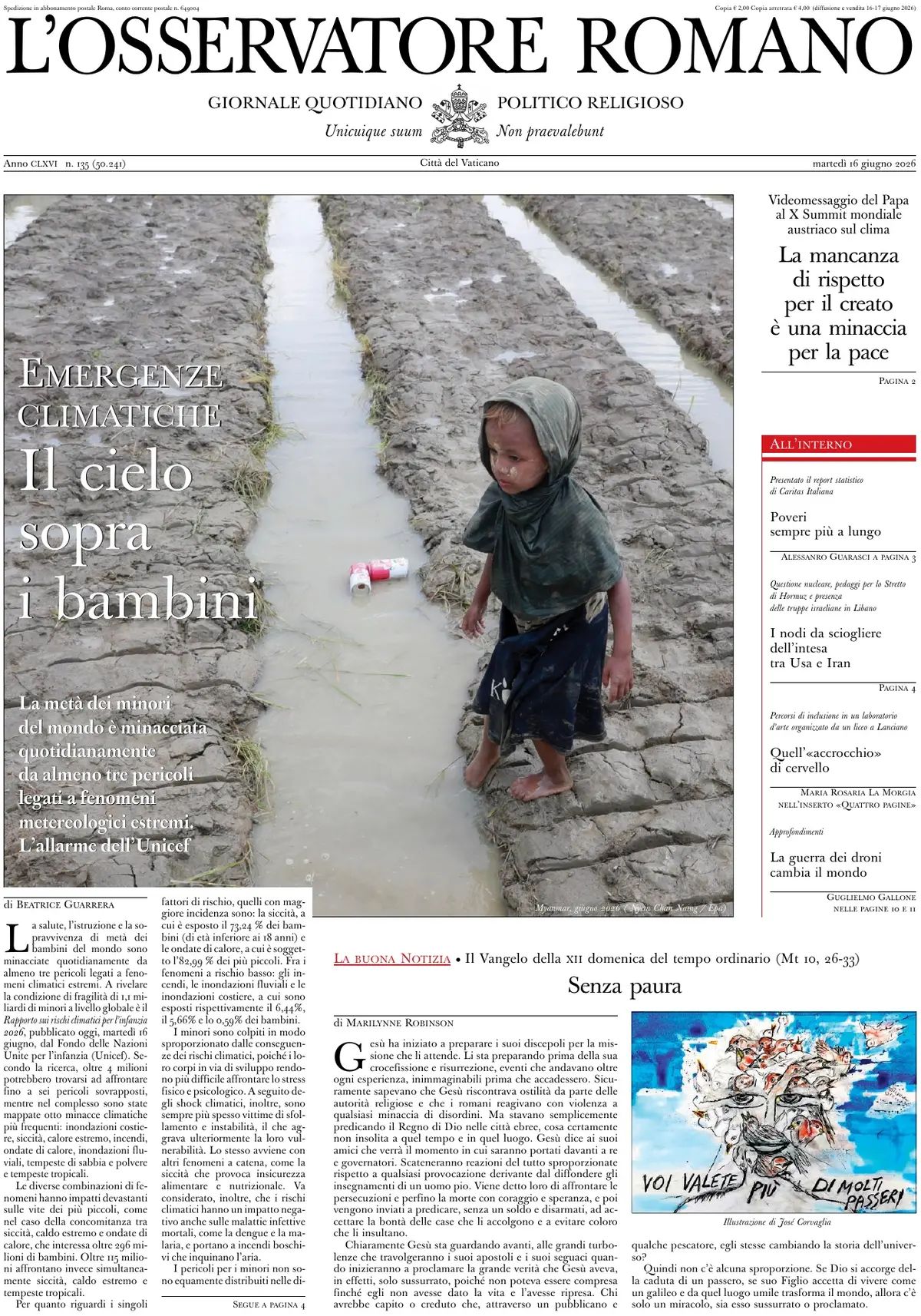 L'Osservatore Romano, prima pagina