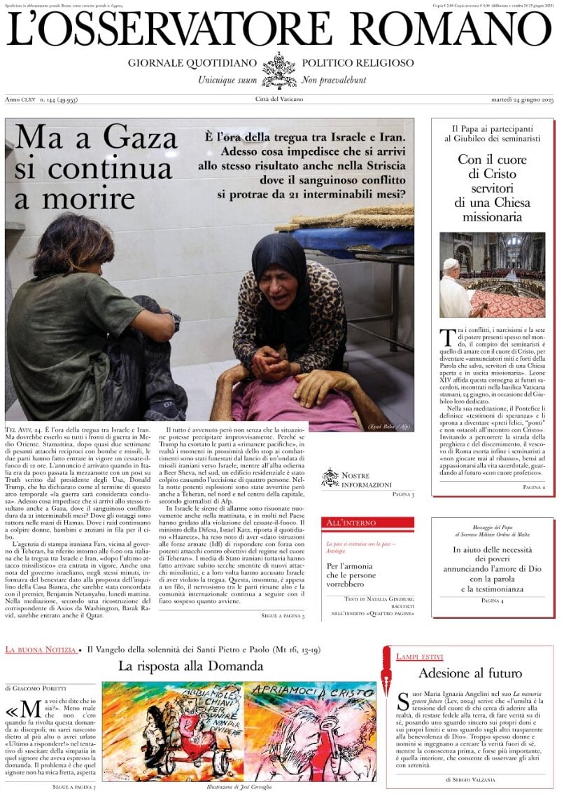 L'Osservatore Romano, prima pagina