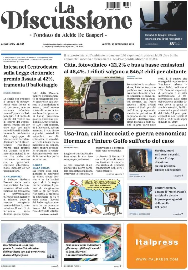 La Discussione, prima pagina