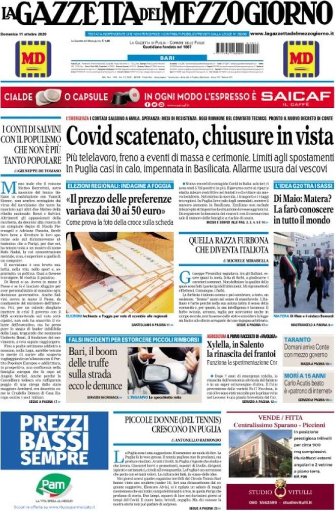 Prima Pagina «La Gazzetta Del Mezzogiorno» | Giornali.it