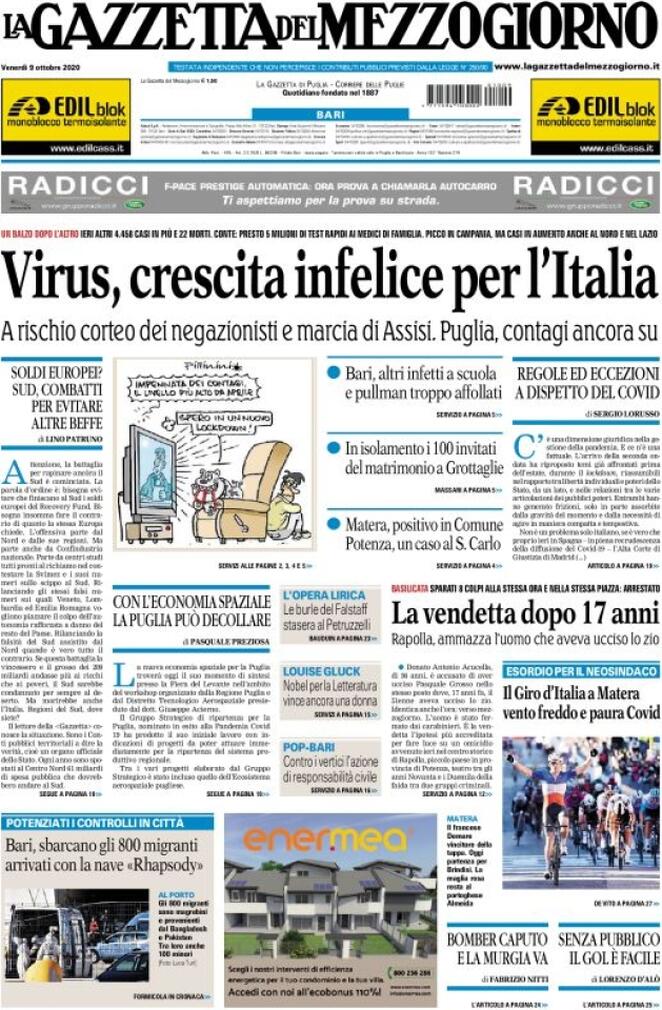 Prima Pagina «La Gazzetta Del Mezzogiorno» | Giornali.it