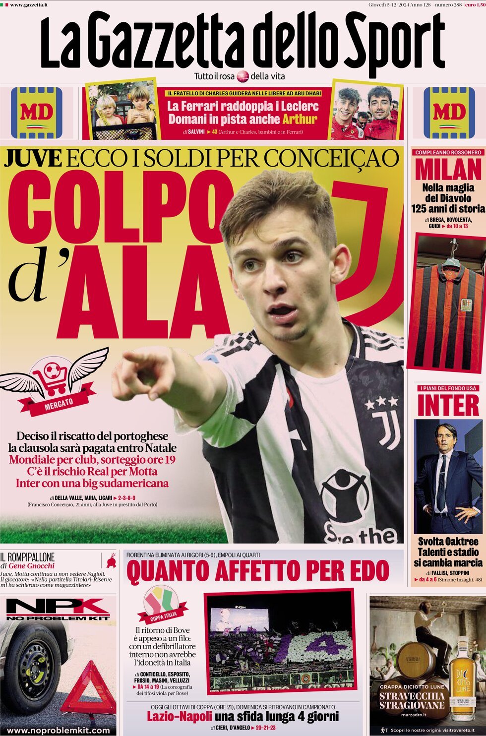 La Gazzetta Dello Sport, prima pagina