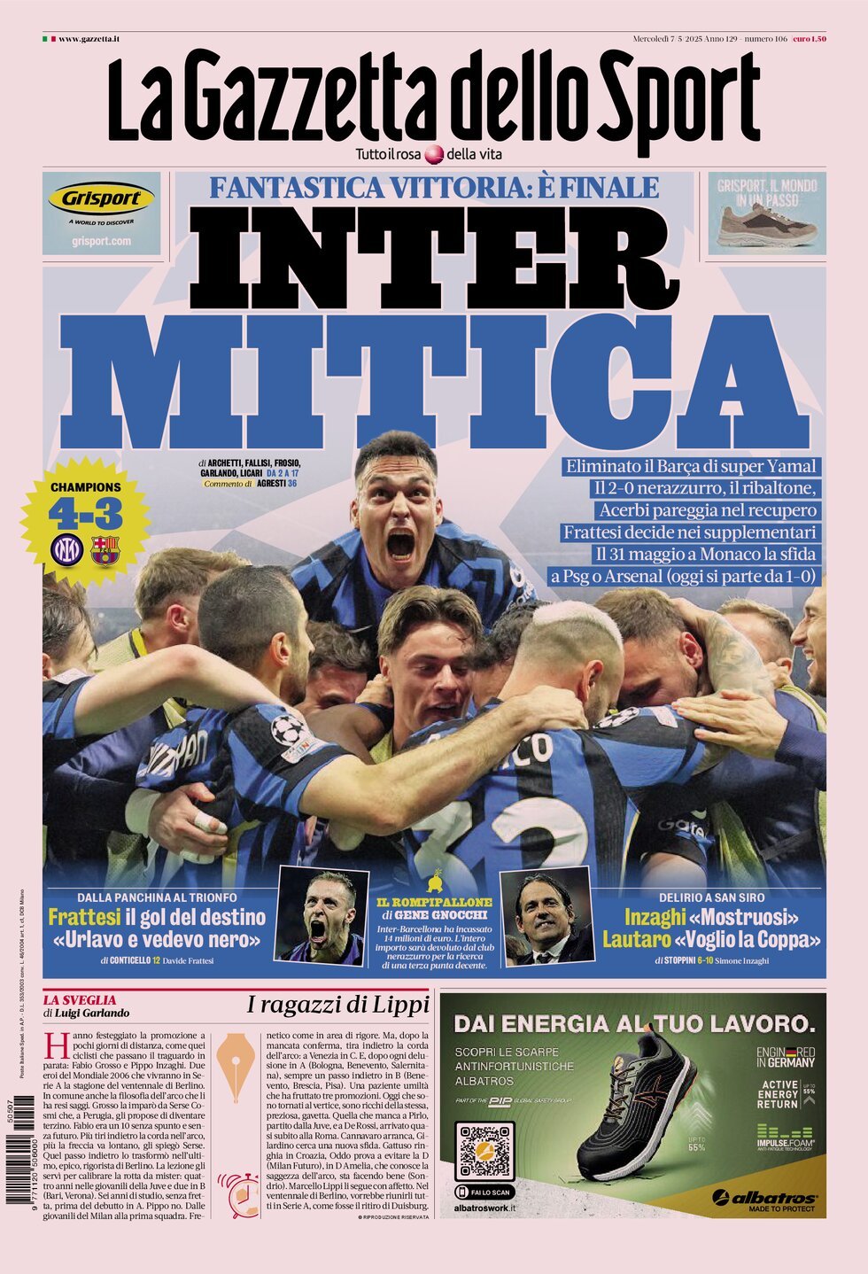 La Gazzetta Dello Sport, prima pagina
