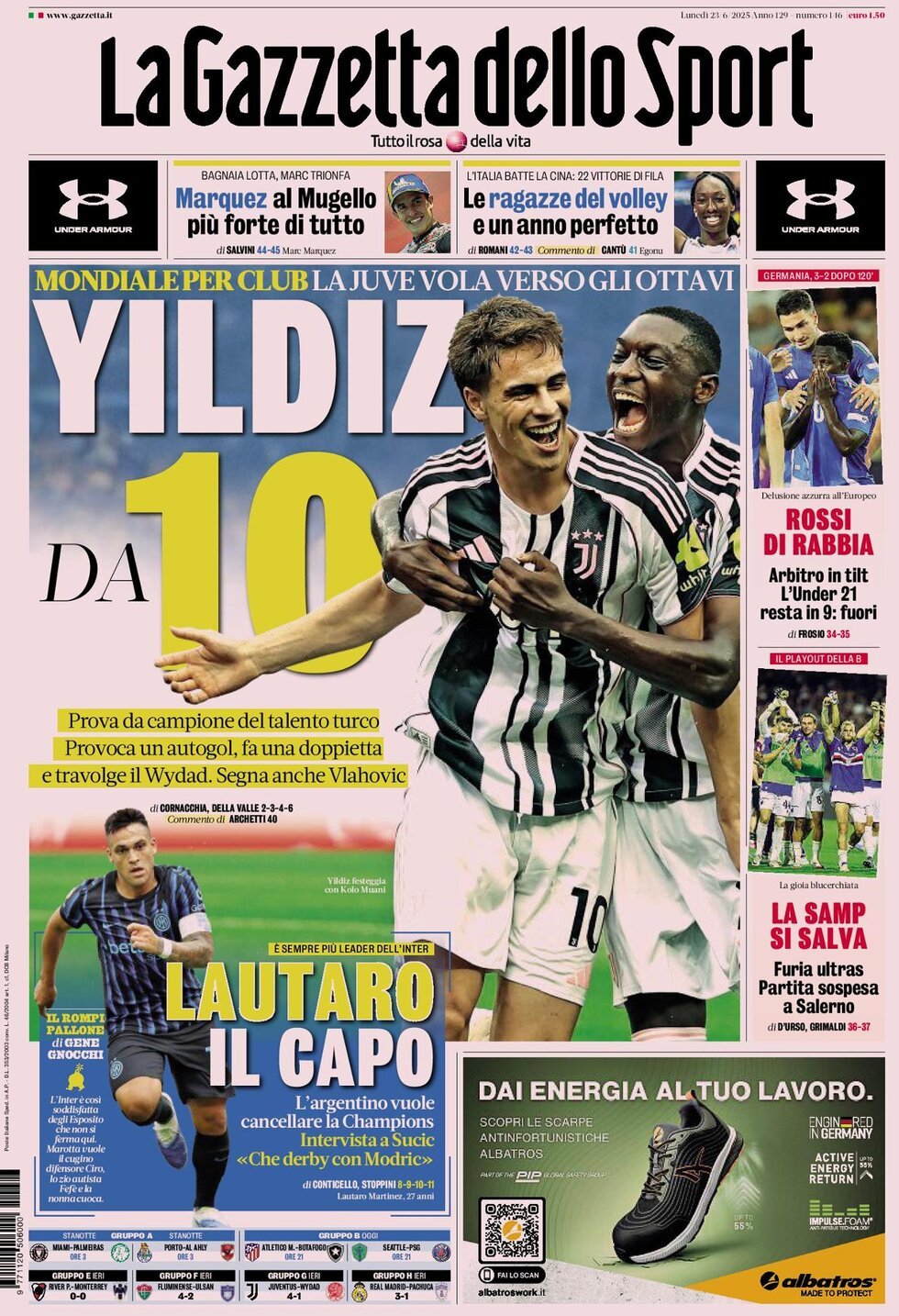 La Gazzetta Dello Sport, prima pagina