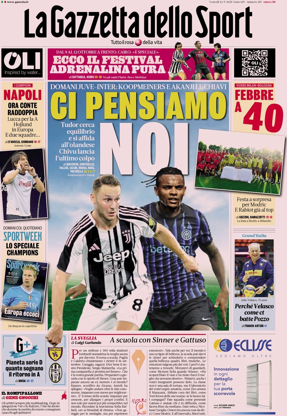 La Gazzetta Dello Sport, prima pagina