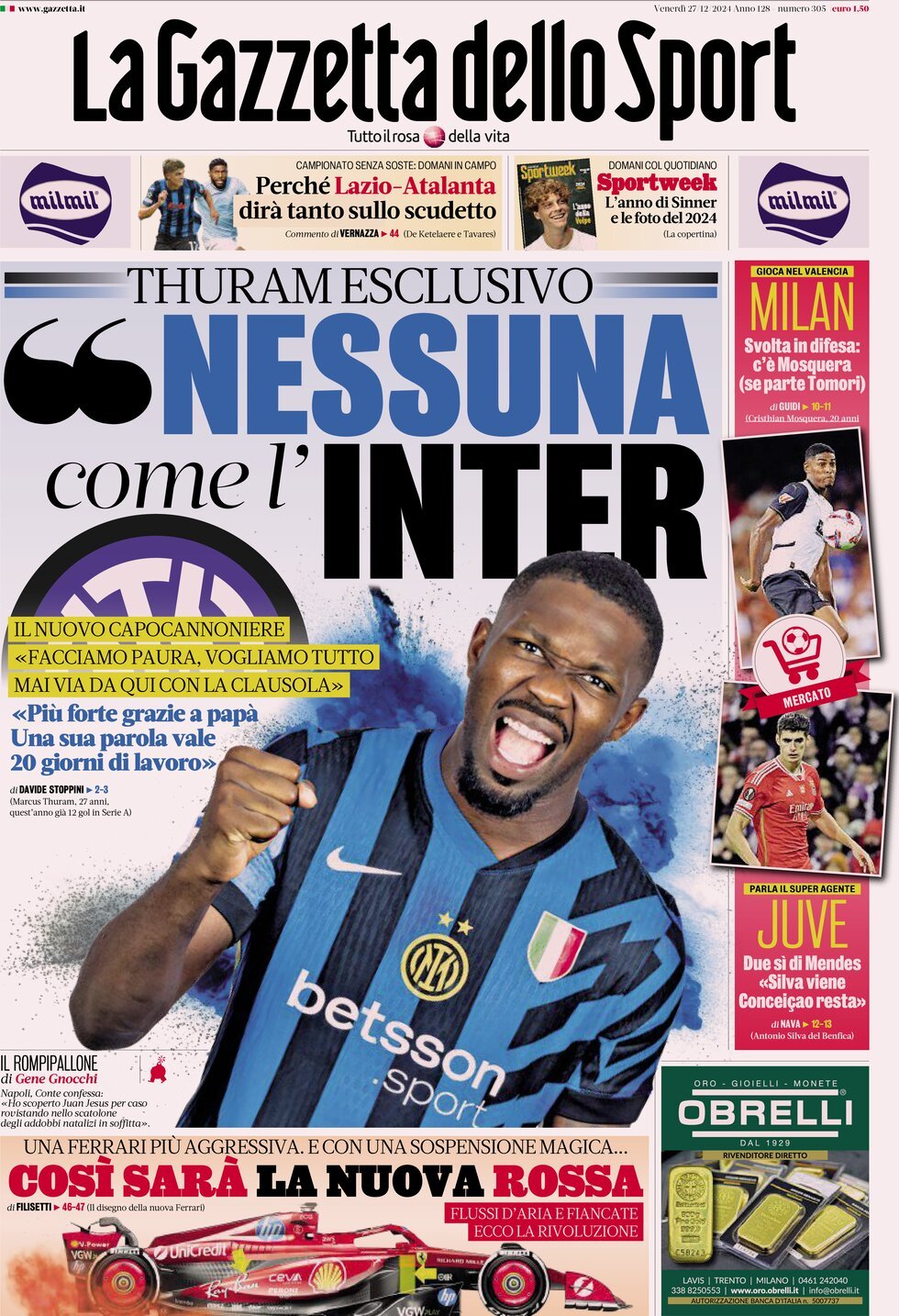 La Gazzetta Dello Sport, prima pagina