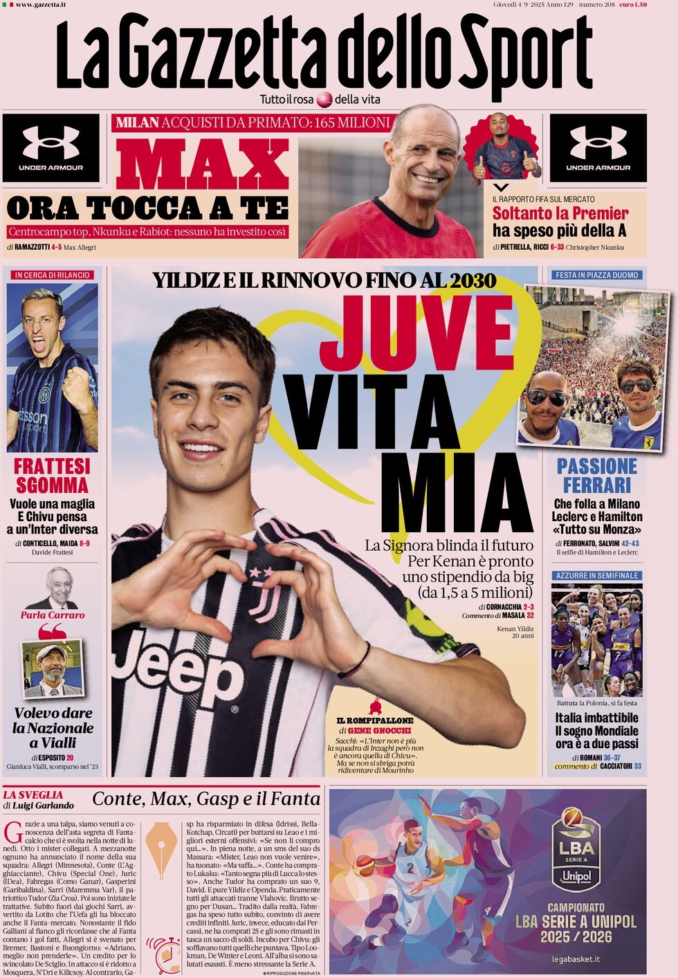 La Gazzetta Dello Sport, prima pagina
