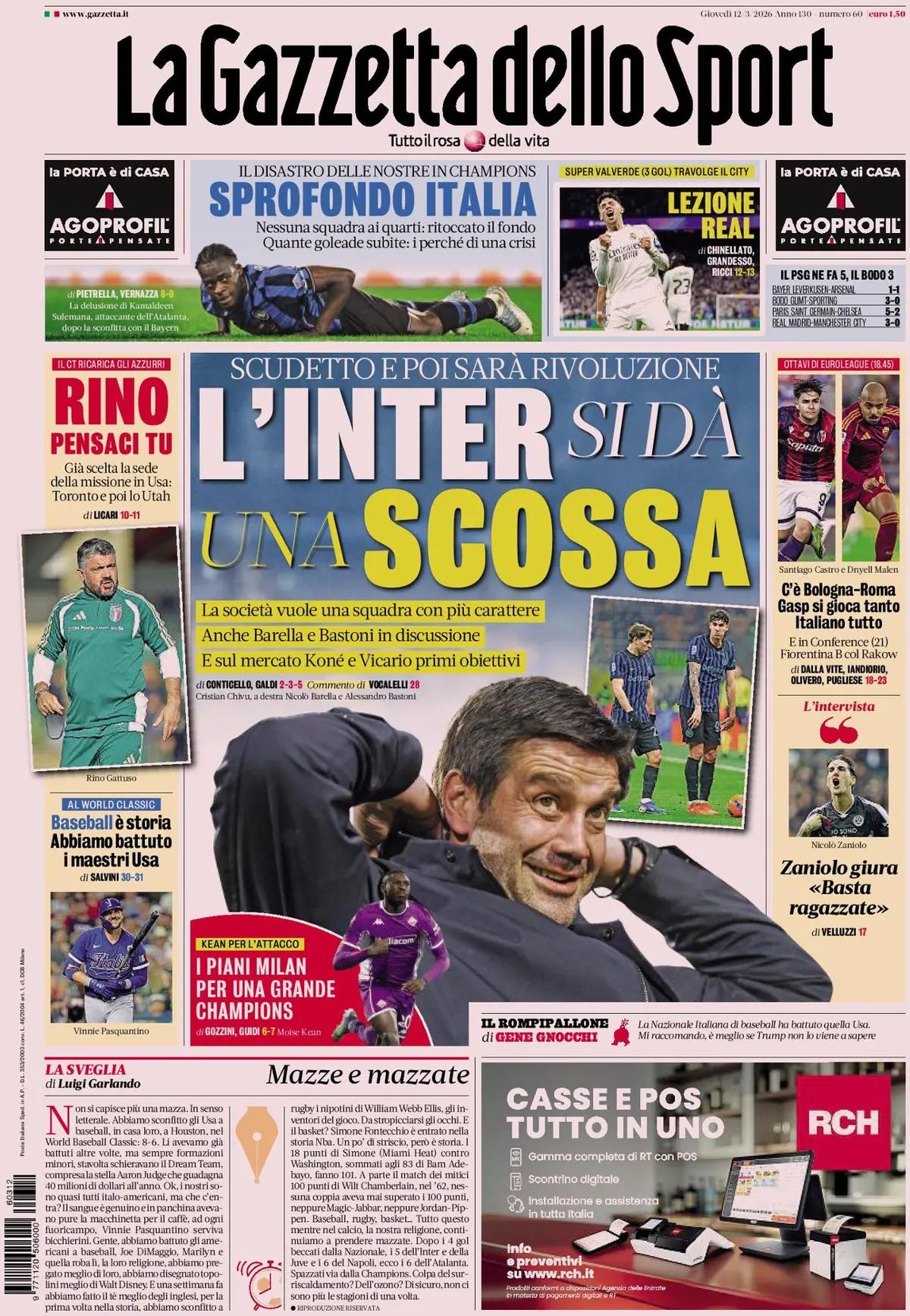 La Gazzetta Dello Sport, prima pagina