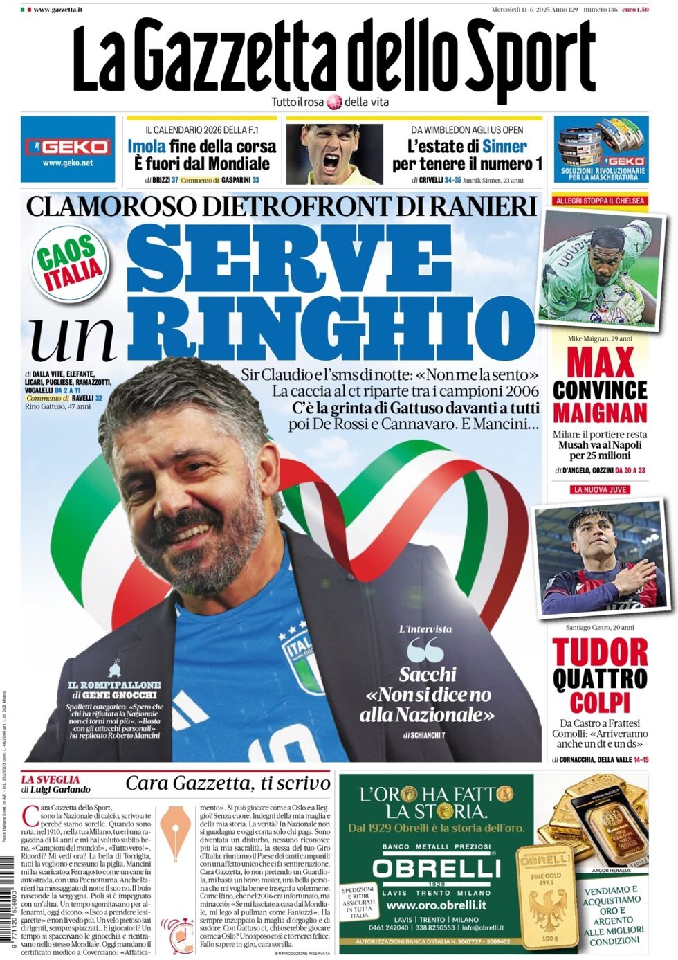La Gazzetta Dello Sport, prima pagina