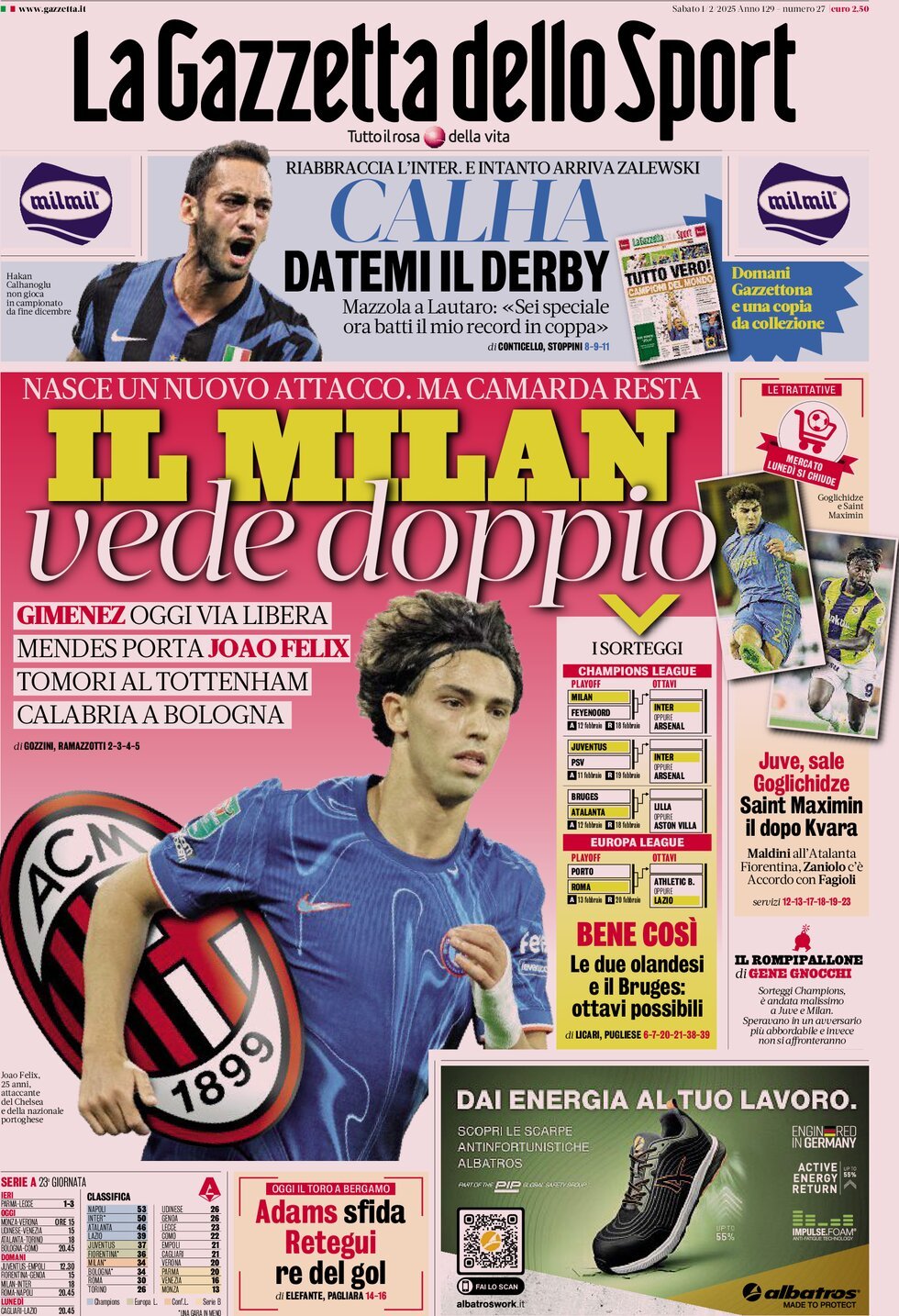 La Gazzetta Dello Sport, prima pagina