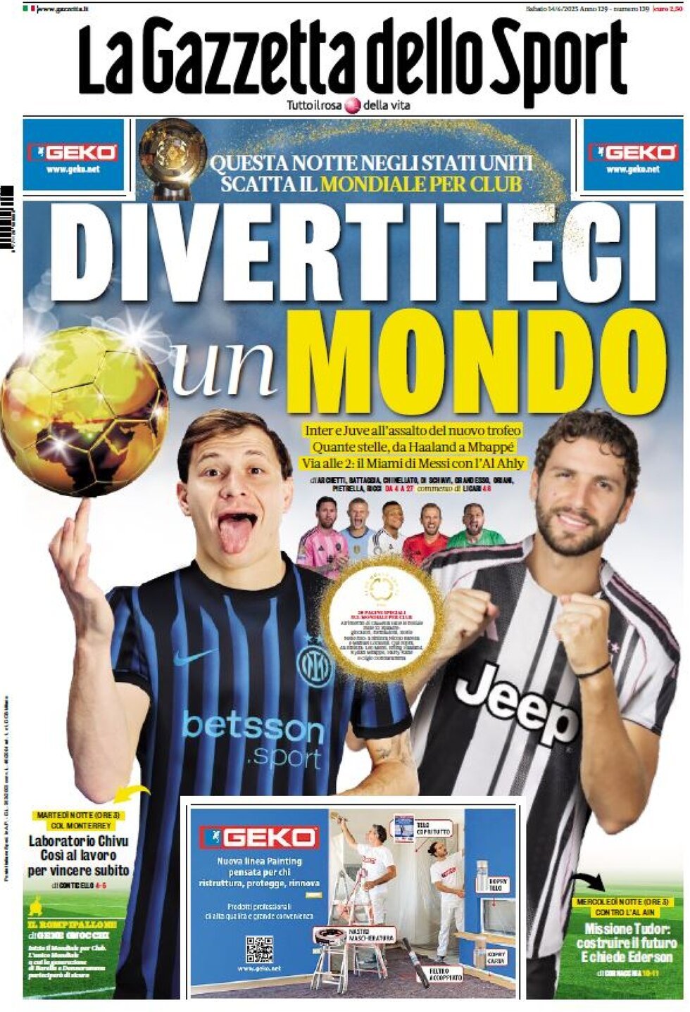 La Gazzetta Dello Sport, prima pagina