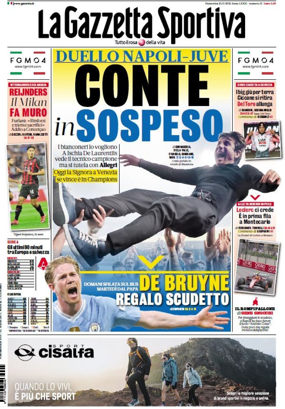 La Gazzetta Dello Sport, prima pagina