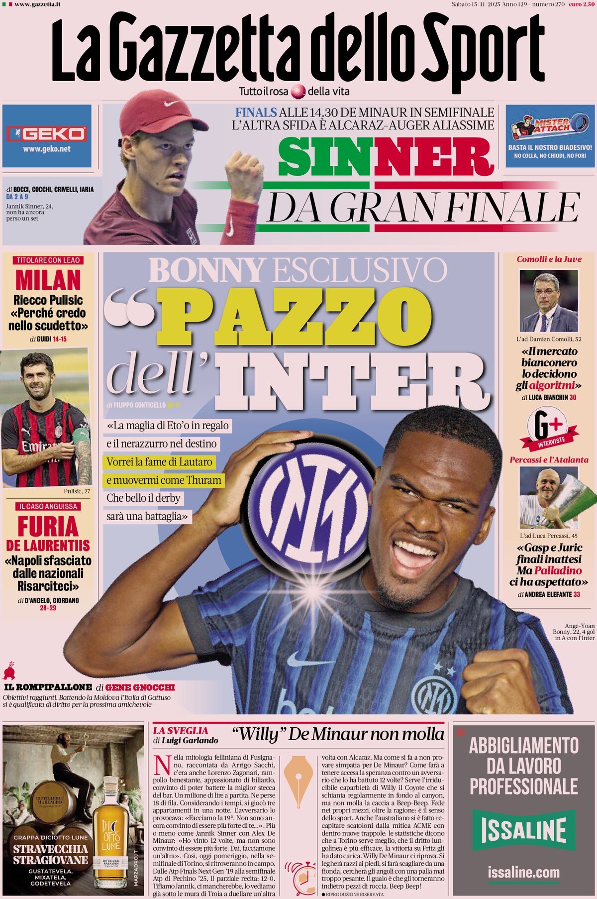 La Gazzetta Dello Sport, prima pagina