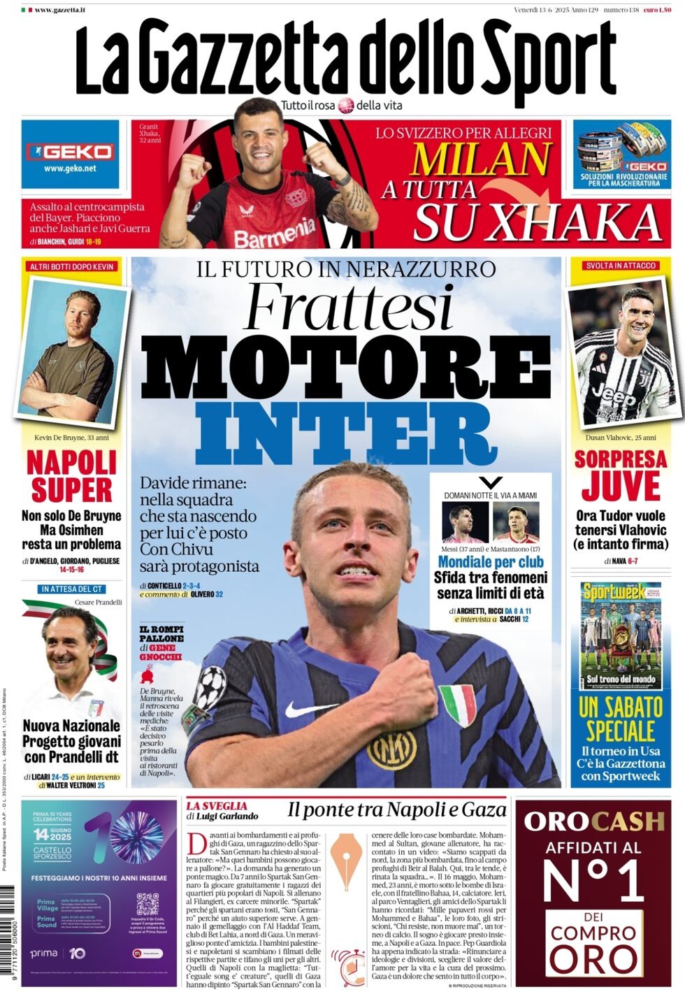 La Gazzetta Dello Sport, prima pagina