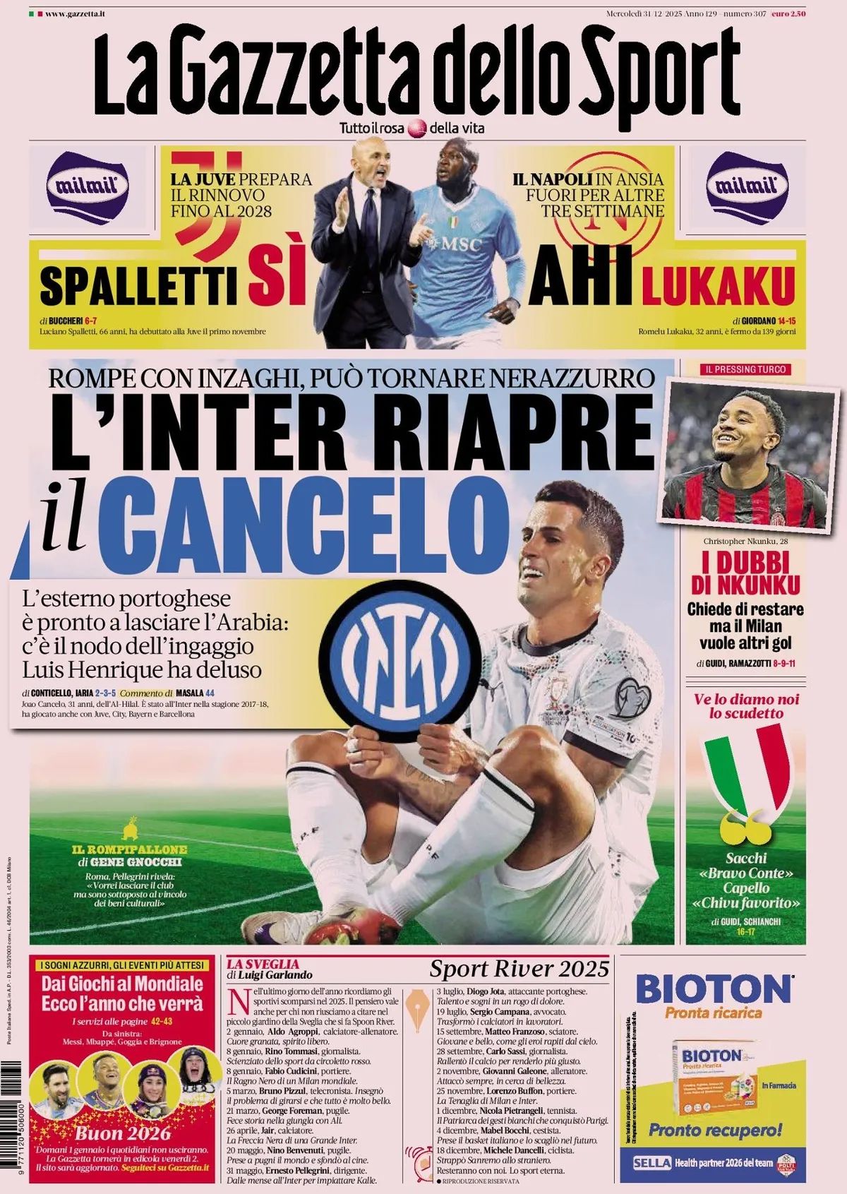 La Gazzetta Dello Sport, prima pagina