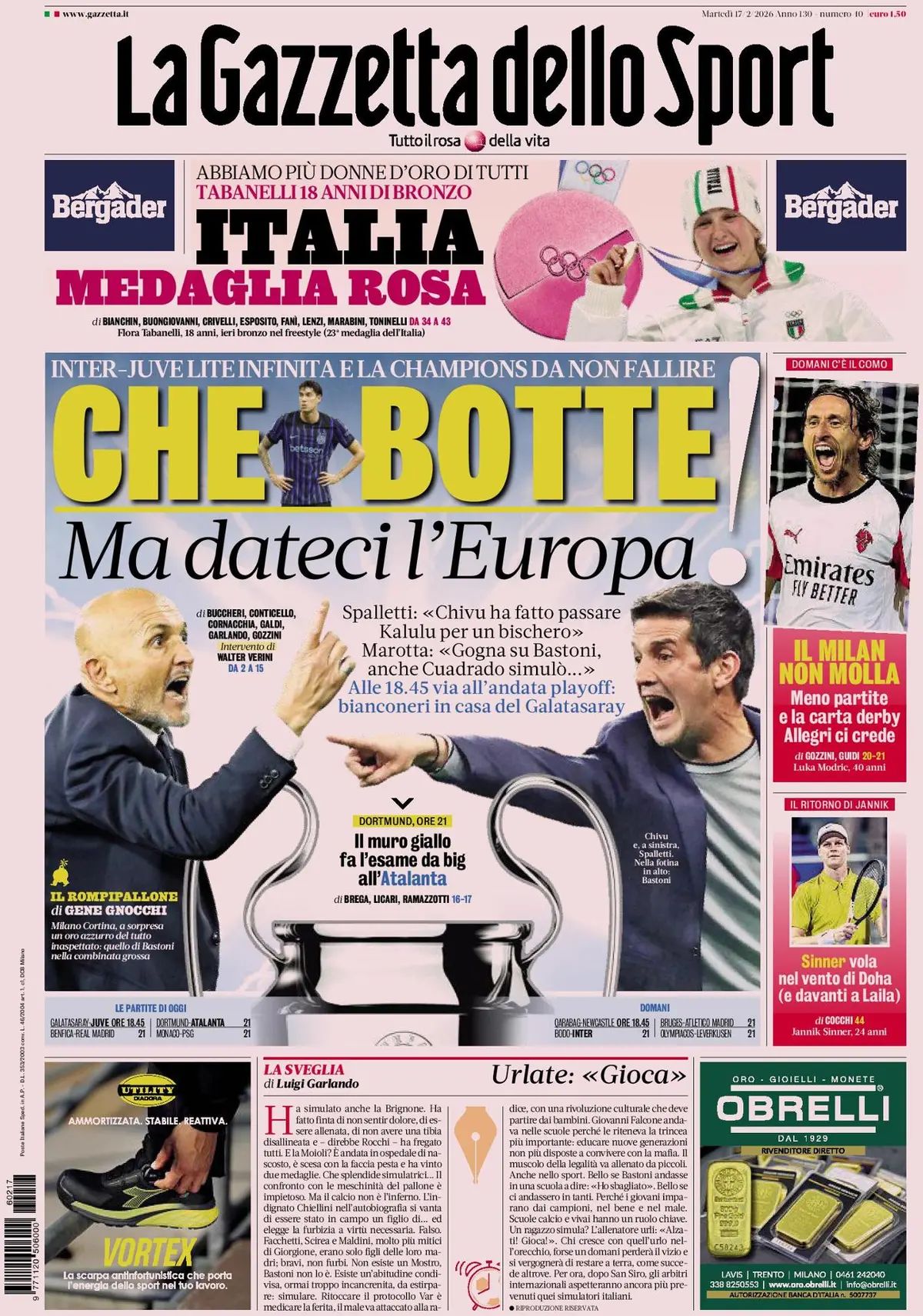 La Gazzetta Dello Sport, prima pagina