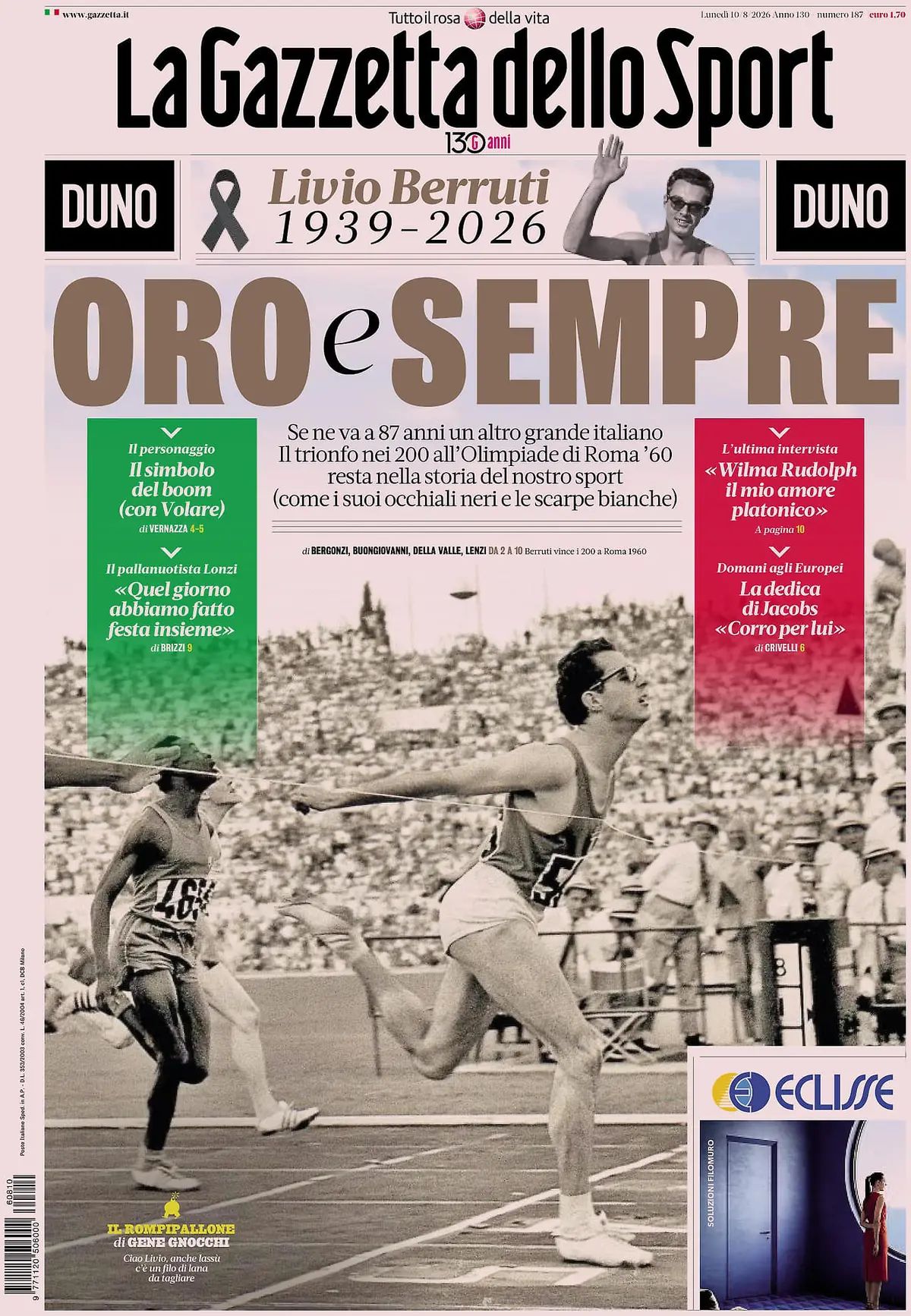 La Gazzetta Dello Sport, prima pagina