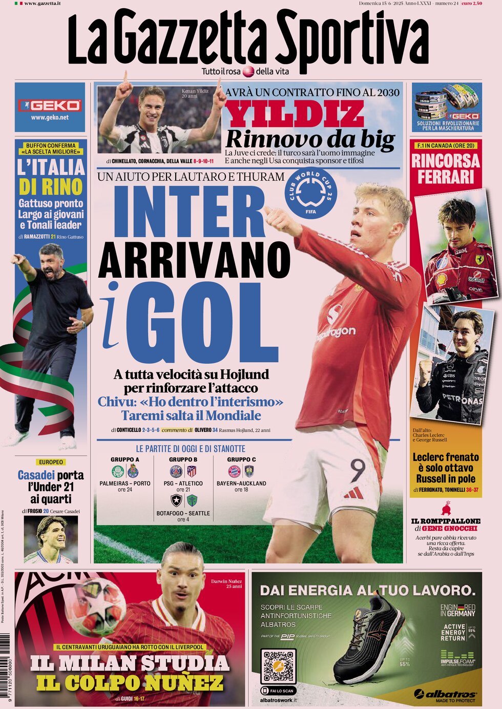 La Gazzetta Dello Sport, prima pagina