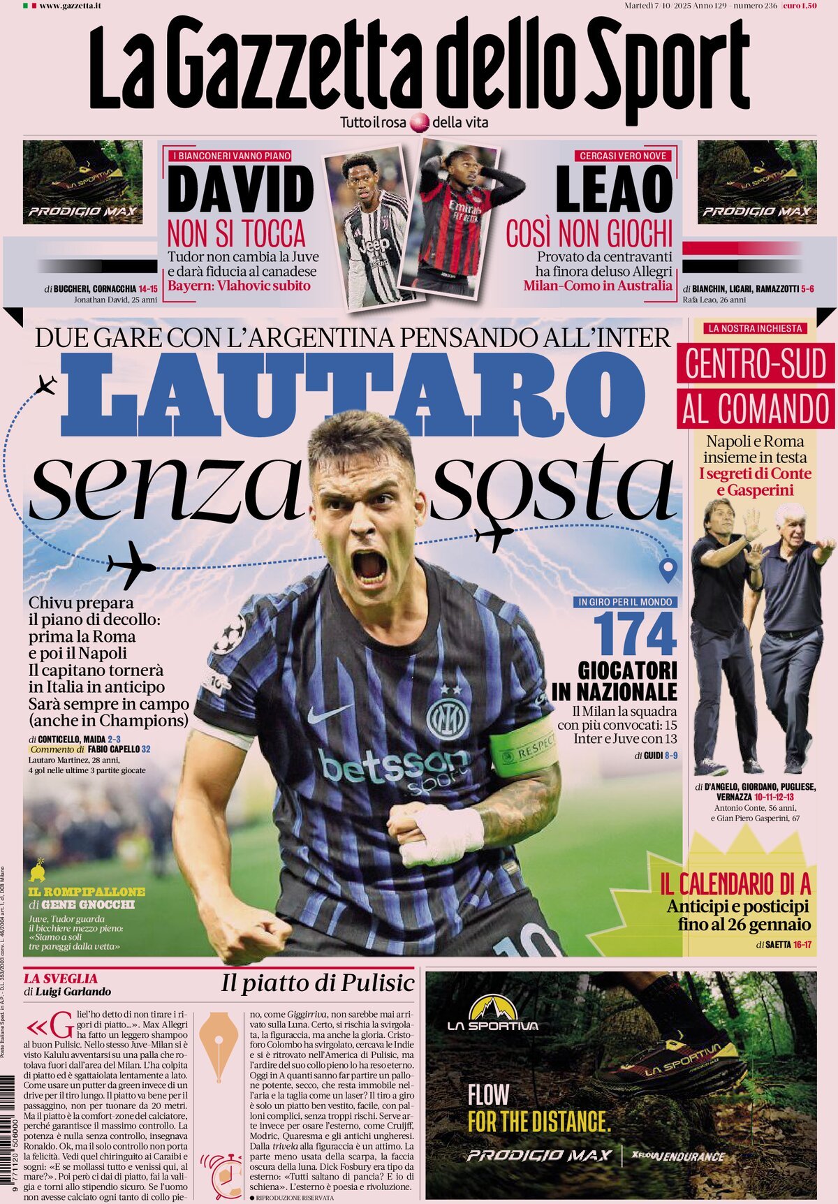 La Gazzetta Dello Sport, prima pagina