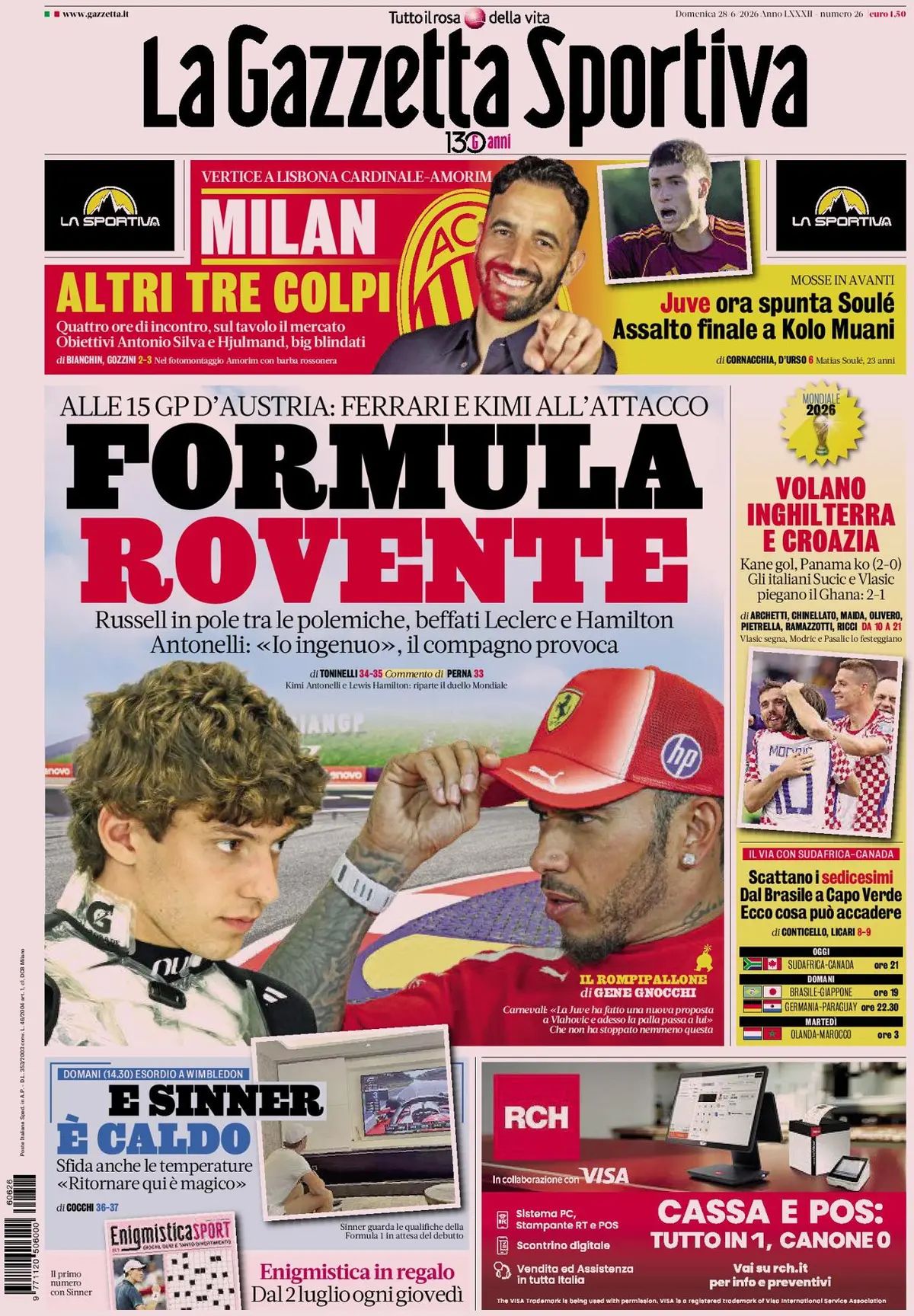 La Gazzetta Dello Sport, prima pagina
