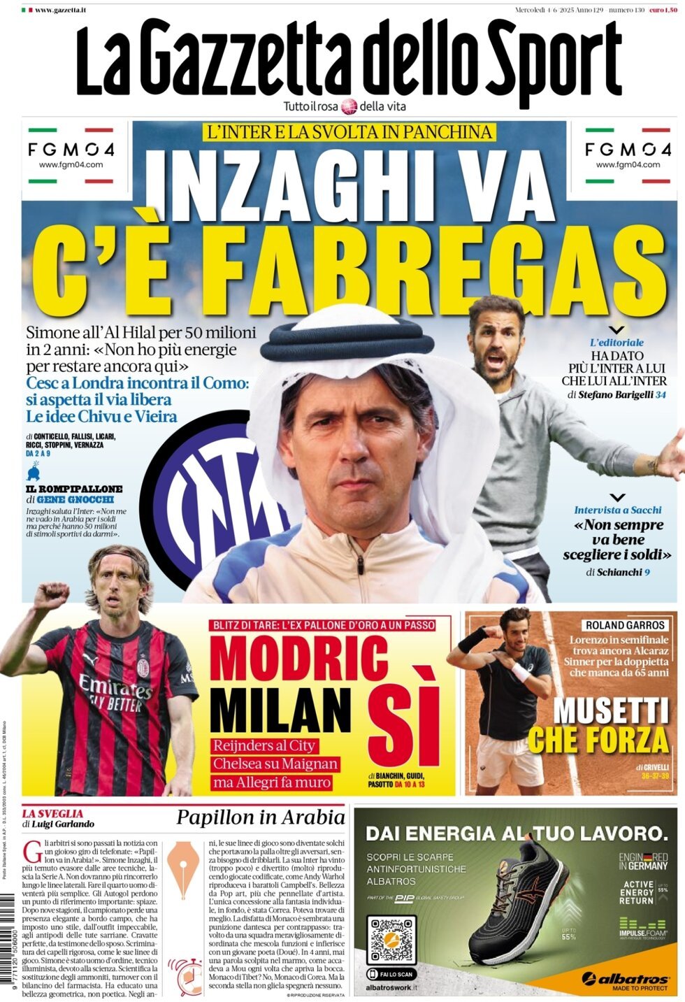 La Gazzetta Dello Sport, prima pagina
