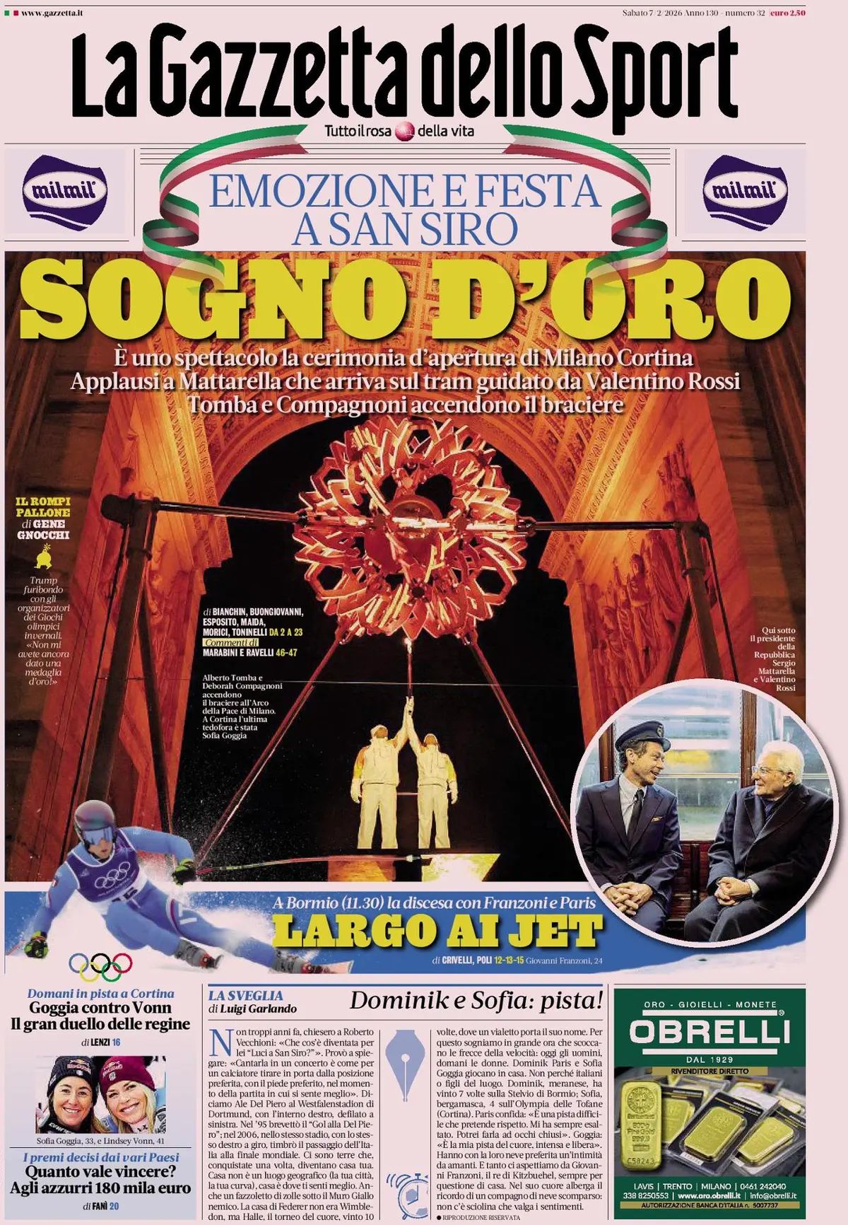 La Gazzetta Dello Sport, prima pagina