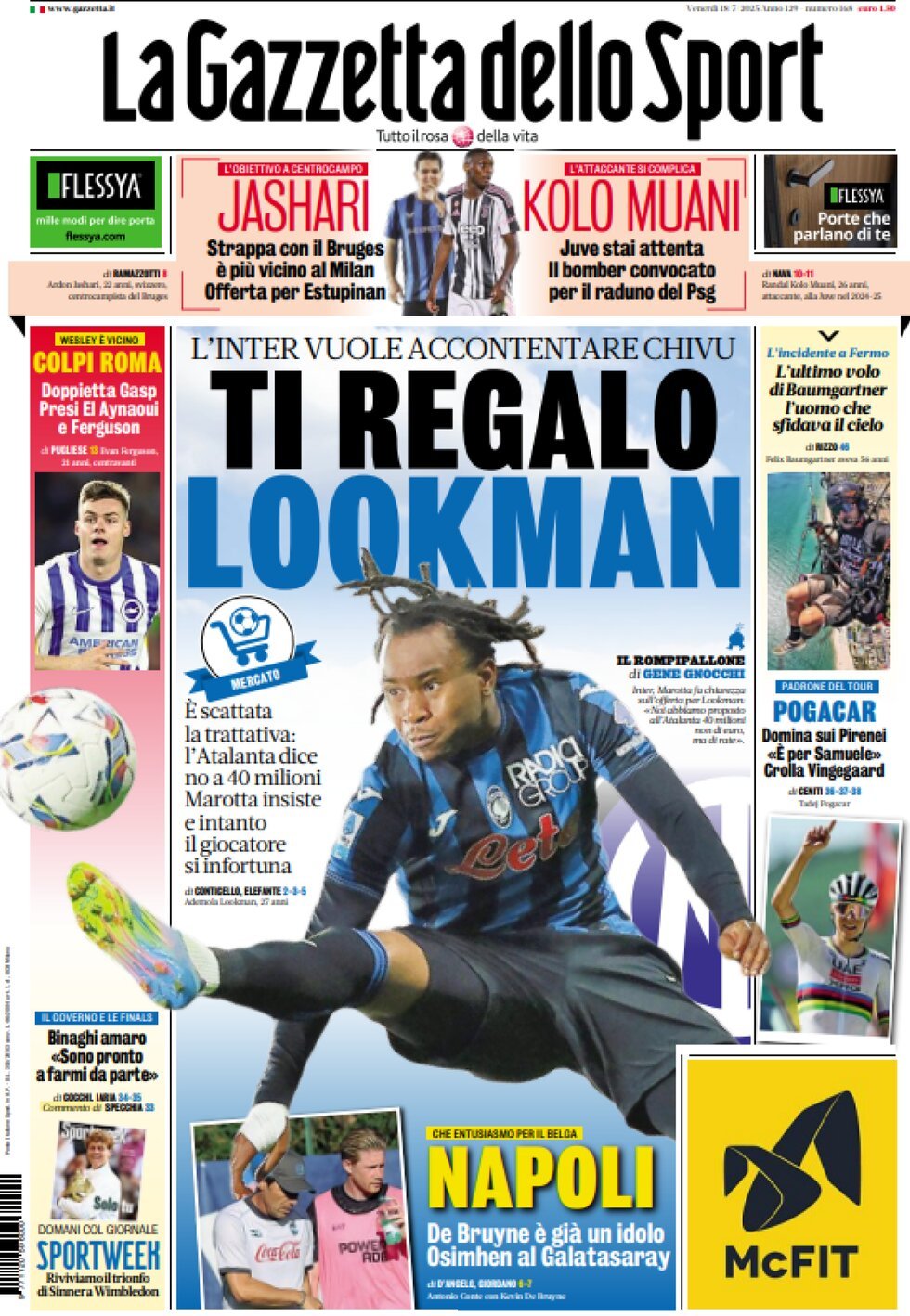 La Gazzetta Dello Sport, prima pagina